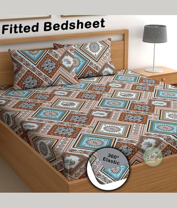 CG HOMES Microfibre 1 Double Fitted Bedsheet with 2 Pillow Covers ( 220 cm x 220 cm ) , Multi