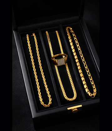 Fadiso Fashion Gold Plated Chains Combo ( Set of 4 )