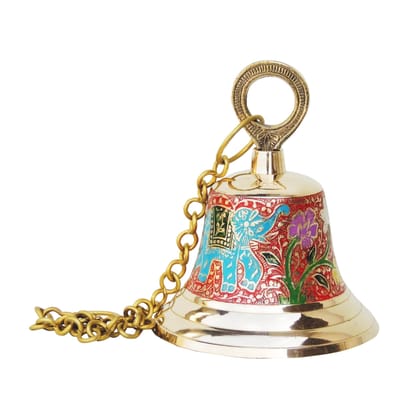 Brass Hanging Temple Pooja Bell, Bell Red Color, Height : 6 Inch (FMAS515 A)