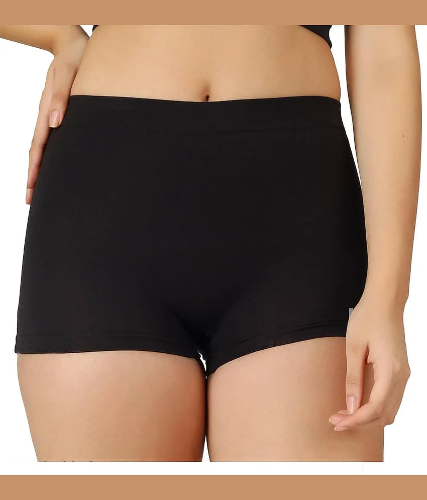 Leavess Cotton Lycra Cut-Offs - Black