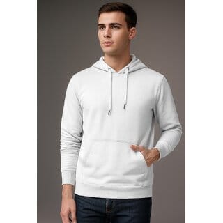 PrintCultr Mens Full Sleeve Solid Hooded Sweatshirt Casual, Comfortable & Stylish (White)