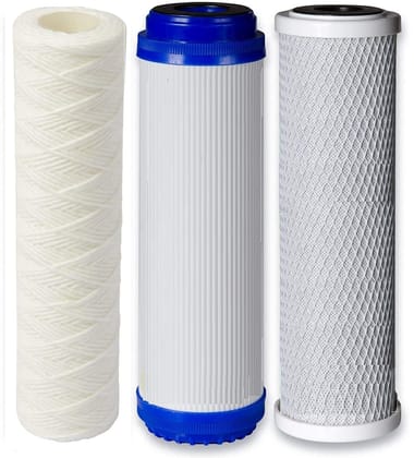 Sahej Multitrade Services Reverse Osmosis RO Replacement Set of 3 Filter cartridges : Wound, GAC, CTO Carbon Block for undersink RO. 3 Pack. Size: 10"x2.5"