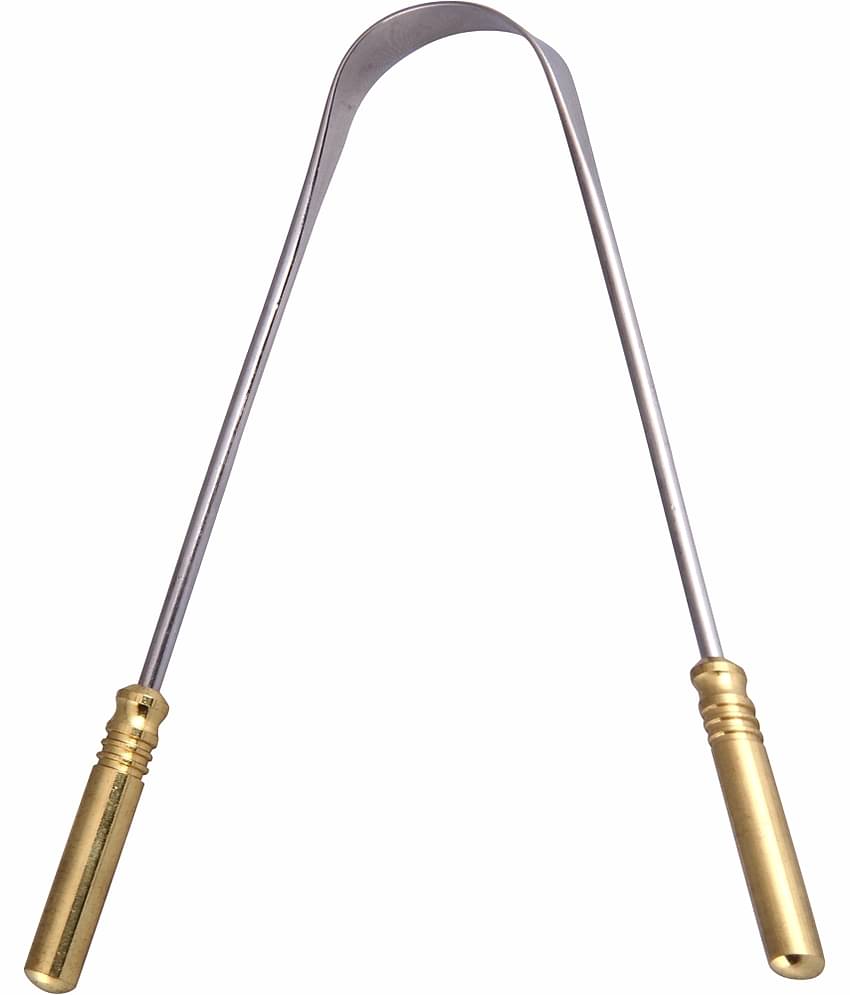 Gubb G+ Tongue Cleaner With Brass Handle Tongue Cleaning Scraper Grey 1 Pcs
