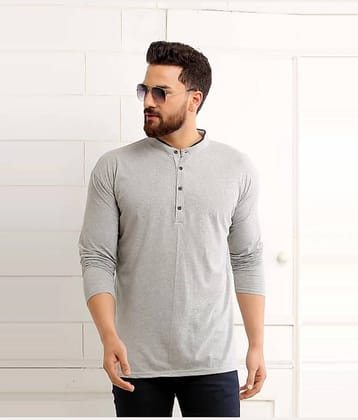Alexender Cotton Blend Regular Fit Solid Full Sleeves Men's Mandarin Collar T-Shirt - Grey ( Pack of 1 )