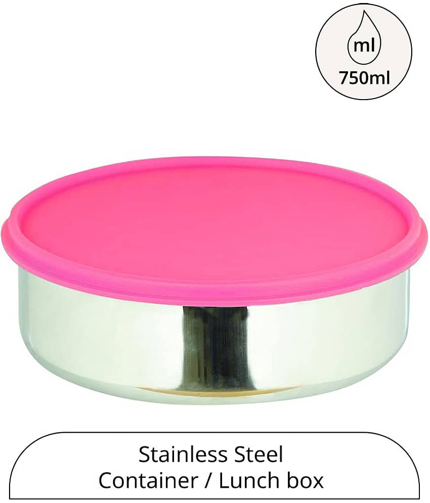 Generic Stainless Steel Multi-Purpose Round Food Container 750ml, Pink (1U)