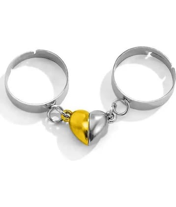 FASHION FRILL - Silver Couple Ring ( Pack of 2 )