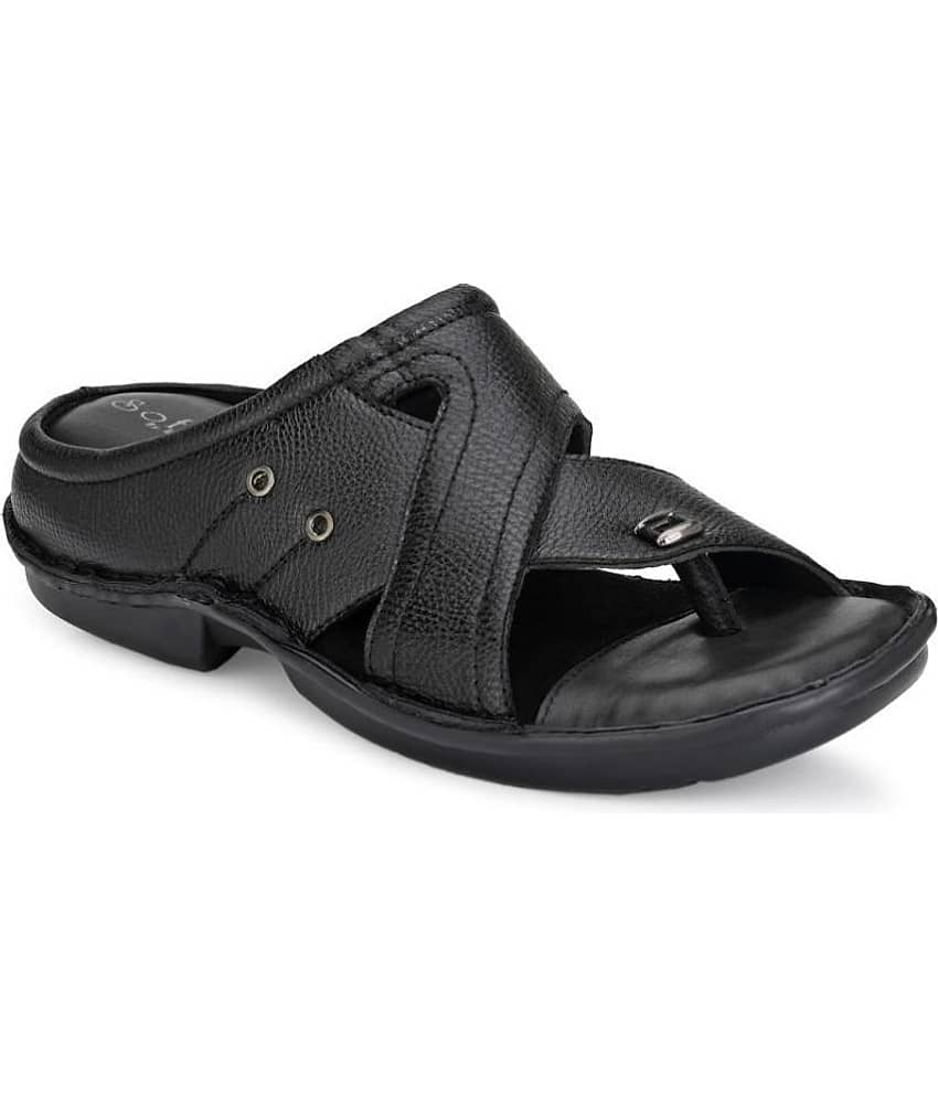 softio - Black Synthetic Leather Slipper