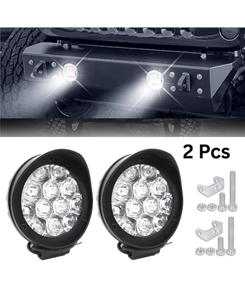 Aksmit ( Pack Of-2 ) Waterproof LED 9 Cap Fog Light Bar with High Power White LED Designed for Off-Road & Highway Use, Compatible with Electrical, Cars, Scooters, and Bikes