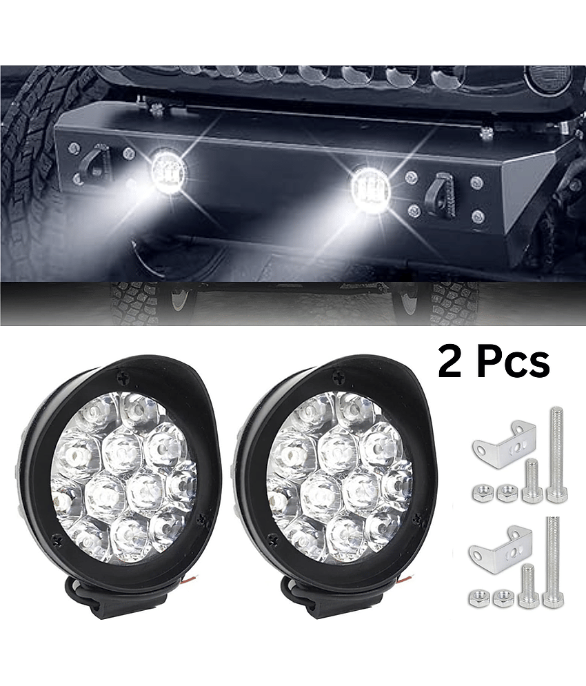 Aksmit ( Pack Of-2 ) Waterproof LED 9 Cap Fog Light Bar with High Power White LED Designed for Off-Road & Highway Use, Compatible with Electrical, Cars, Scooters, and Bikes