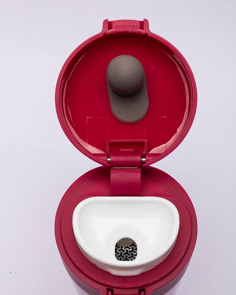 Mug, with Sipper Lid, Tea & Coffee Mug, Red, Stainless Steel, 330 mL