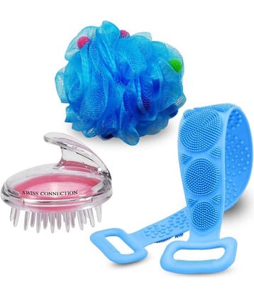 Swiss Connection Round Loofah  With Belt Handle Loofah Assorted Pack of 3