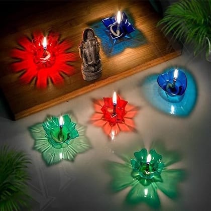 SMARTCAM 3D Rangoli Reflective Diya (Set of 12) | 3D Shadow Reflective Diwali Diya | Reusable 2 In1 Deepawali Diya | 3D Multicolour Fancy Diya for Diwali Pooja | Home Decoration