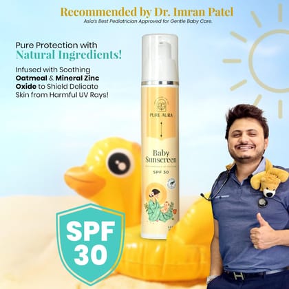 Pure Aura Baby’s 3-in-1 Protection Kit | Ayurvedic SPF 30 Baby Sunscreen, Tear-Free Wash & Shampoo | Natural Care for Delicate Skin