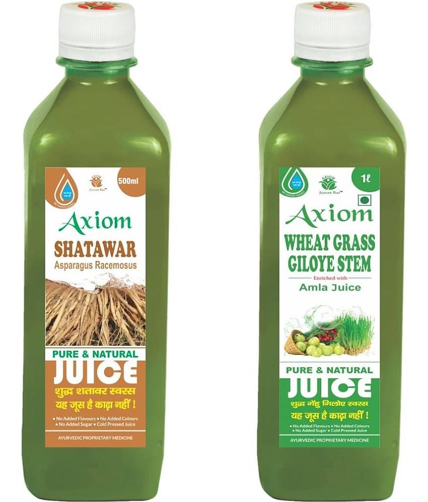 Axiom Shatawar Juice 500Ml + Wheatgrassgiloye Stem Juice 500Ml , Ayurvedic Juice Combo Pack