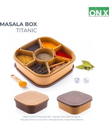 ONX Spice Box ,Masala Box for Kitchen Plastic 7 Section and 7 spoon Set for Masala Spices ,Mediem size Masaladani Dabba
