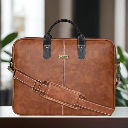 LOREM Tan Color faux leather 10L Laptop Messenger Bag For Men & Women New BG68 LOREM Tan Color faux leather 10L Laptop Messenger Bag For Men & Women New BG68