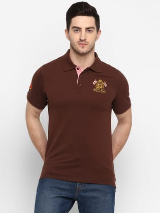 Polo Half Sleeves T-Shirt For Plus Size Men - Dark Brown-5XL / Dark Brown