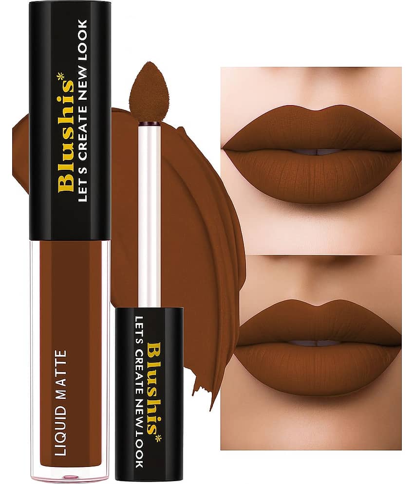 BLUSHIS Brown Matte Smudge Free Liquid Lipstick ( Pack of 1 )