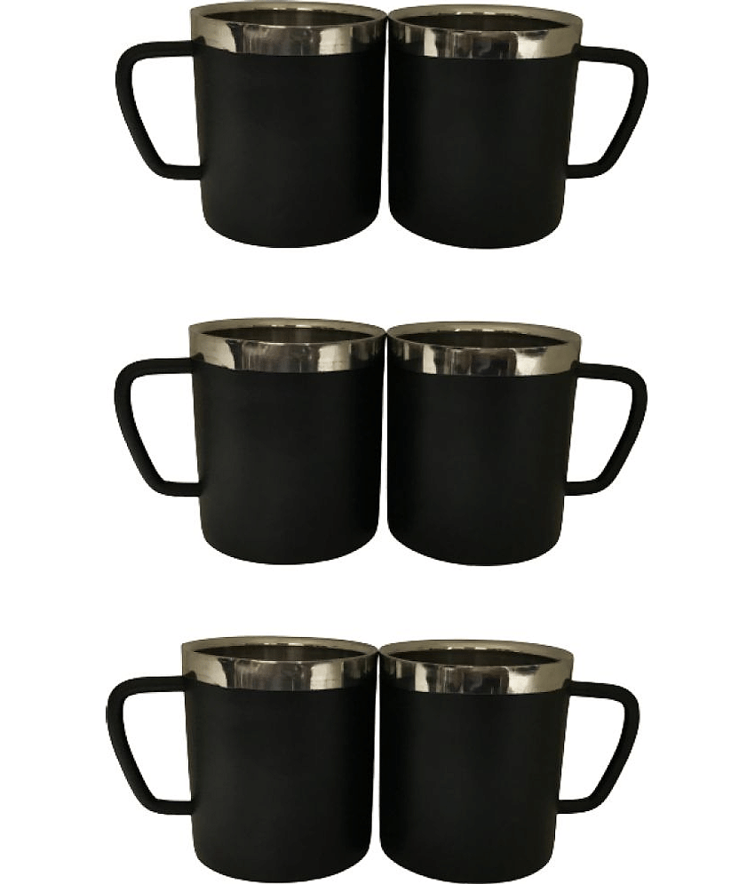 Dynore Steel Sober Cups Double Walled Coffee Cup 6 Pcs 180 ml