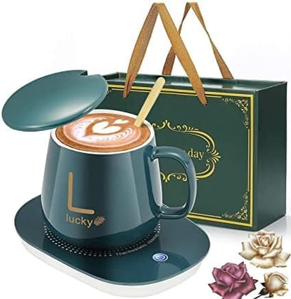 ConvertKitchen Ceramic USB Coffee Mug Heater & Mug Set | Coffee Warmer for Desk with Auto Shut Off | for Milk, Tea, Cocoa, Water | Home and Office | 400 ML | Multicolor