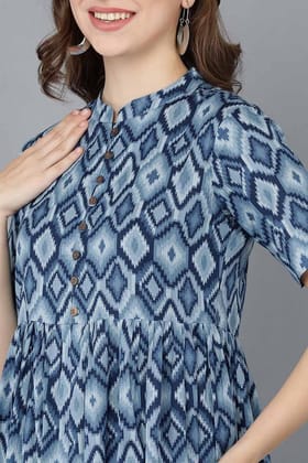 Women Blue Cotton Blend Geometric Printed VCK8590 Women Blue Cotton Blend Geometric Printed VCK8590