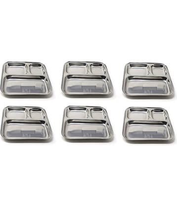 Dynore 6 Pcs Stainless Steel Silver Partition Plate