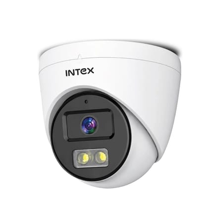 INTEX AHD Dome Camera 2.4MP Indoor CCTV Security Camera with Built in Mic Warm Light Array Night Vision Wide Angle View Full HD Surveillance Camera for Home Office Shop Security