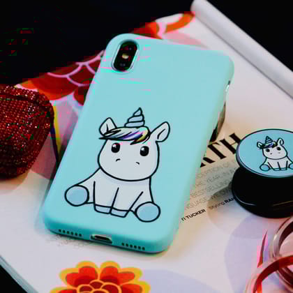 Cute Unicorn Silicone Soft Case (With Unicorn Pop Up Socket Holder Stand)-iPhone X / XS