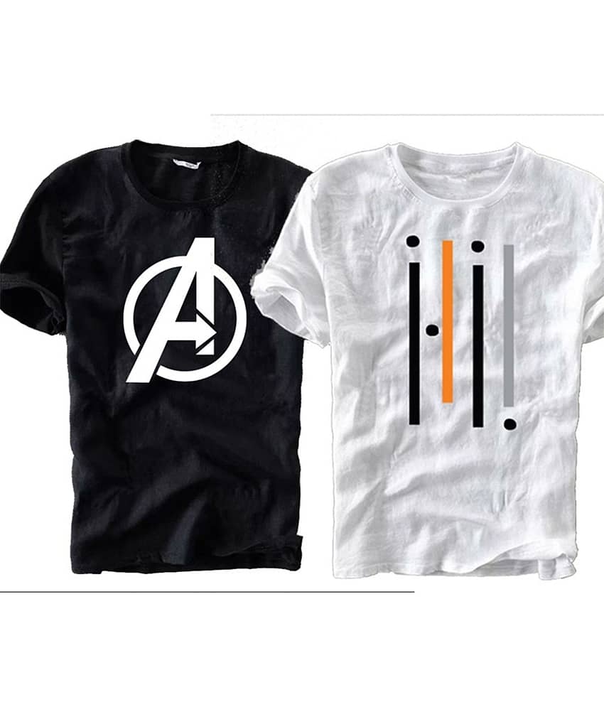 TREND SKY Men Polyester Regular Fit Printed T-Shirt ( Multicolor )