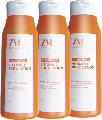 ZM Vitamin C Body Lotion Combo | Glow Reviving | Skin Brightening Body Lotion for Radiant Skin | Moisturizing & Hydrating | With Shea butter & Niacinamide | For all Skin types | Pack of 3 (100 ml x 3)