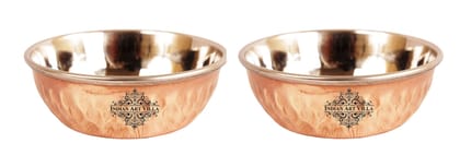 Steel Copper Omega Design Hammered Bowls, Katori, Dinnerware-ChutneyBowl / 2