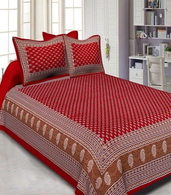 100% Pure Cotton Double Bed Sheet with 2 Pillow Covers