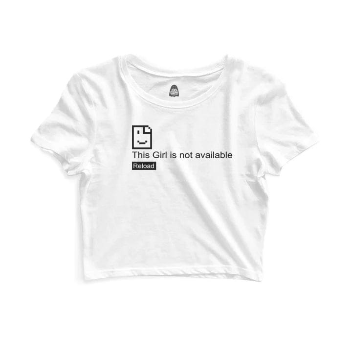 Girl Not Available  - Sukhiaatma Unisex Graphic Printed Navy White Crop Top-2XL-42