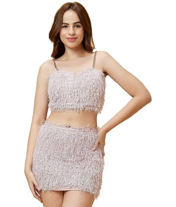 Globus Women Self Design Top With Skirt Co-Ord Set ( Pink )