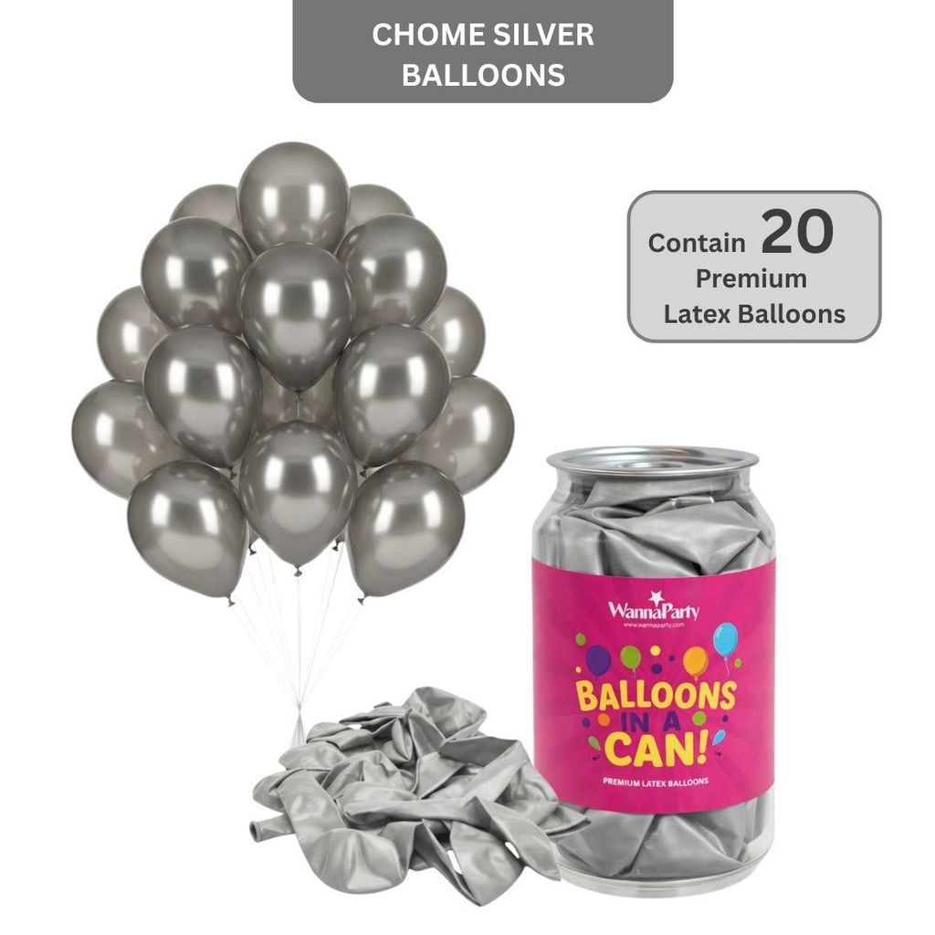 Chrome Silver Premium Latex Balloons 10" - 20PC - Party and Festive Needs | Buy online on ZillyBuy