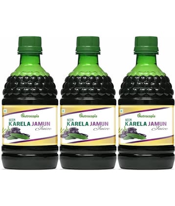 NUTROCOPIA Neem Karela Jamun Juice for Diabetes - 400 ml, Ayurvedic Diabetic Care Juice, Helps Maintain Healthy Sugar Levels, Immunity Booster Juice for Skin Care & Natural Detox Pack of 3