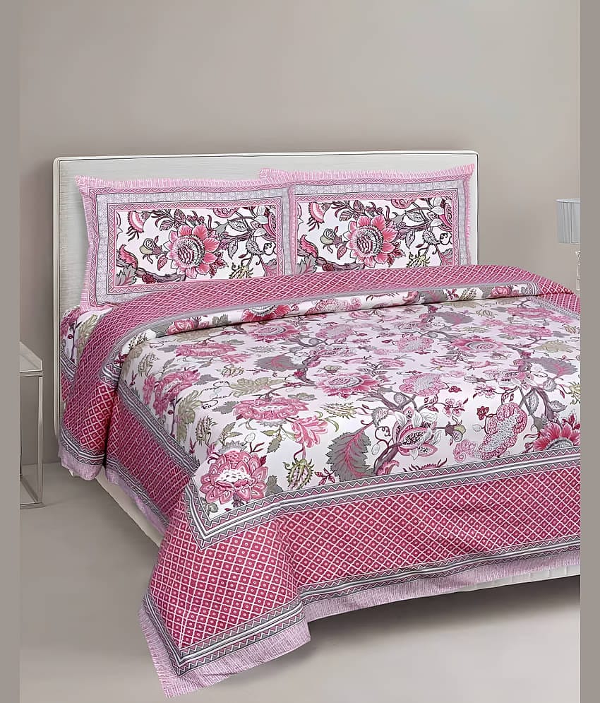 Bombay Spreads Cotton 1 Double King Bedsheet with 2 Pillow Covers ( Pink )