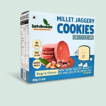Satvikveda Ragi Choco Cookies 200g - Deliciously Healthy Cookies with Nutritional Benefits of Ragi and Rich Chocolate