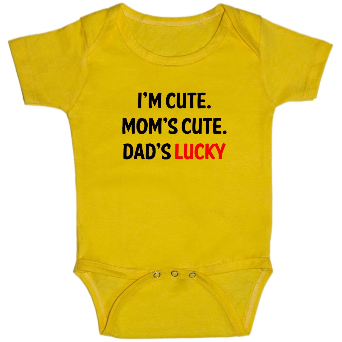 Yellow Im Cute Moms Cute Dads Lucky Cotton Romper For 6 To 12 Months