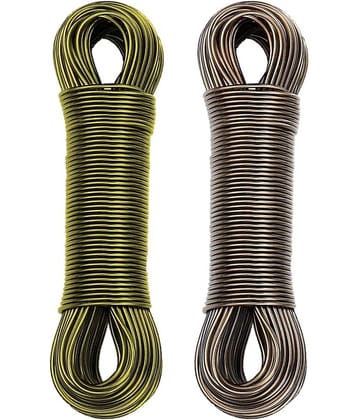 PVC Coated Steel Wire Rope for Drying Clothes/Clothesline, Length 20 Meter with 2 Plastic Hooks (Multi Colour) – Pack of 2