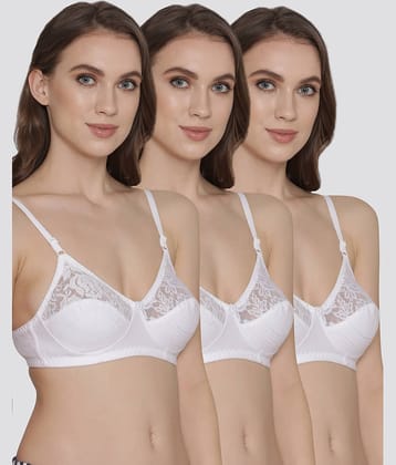 Kalyani Pack of 3 Net Non Padded Women's Everyday Bra ( White ) DEEPALI