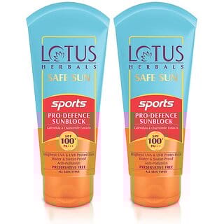 Lotus Herbals Safe Sun Sports Pro-Defence Sunblock  Spf 100  Pa+++ Highest Uv Protection 40G ( Pack Of 2 )