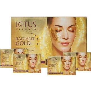Lotus Herbals Radiant Gold Cellular Glow Facial Kit 4 in 1  With 24K Gold leaves  4x37g