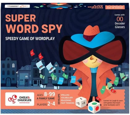 Chalk and Chuckles Super Word Spy - Fun Family Word Game, Kids and Adults Age 8 and Up (8-99 Yrs), Educational Board Games for Girls, Boys 10 Years,Color Multi-Super Word Spy