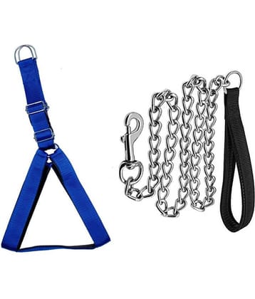 Tame Love Adjustable Dog Chest Belt Harness and Padded Leash Chain for Adult Dog (Black color - 1.25 Inch)