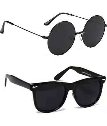 Elligator Black Round Sunglasses ( Pack of 2 )