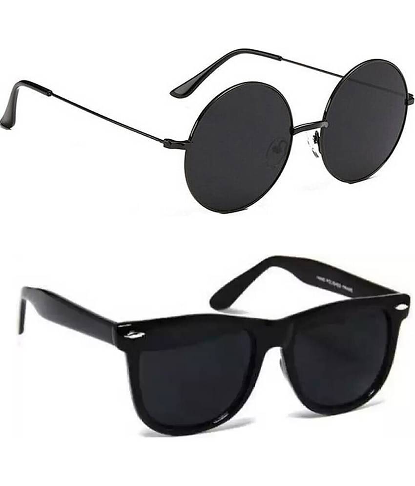 Elligator Black Round Sunglasses ( Pack of 2 )