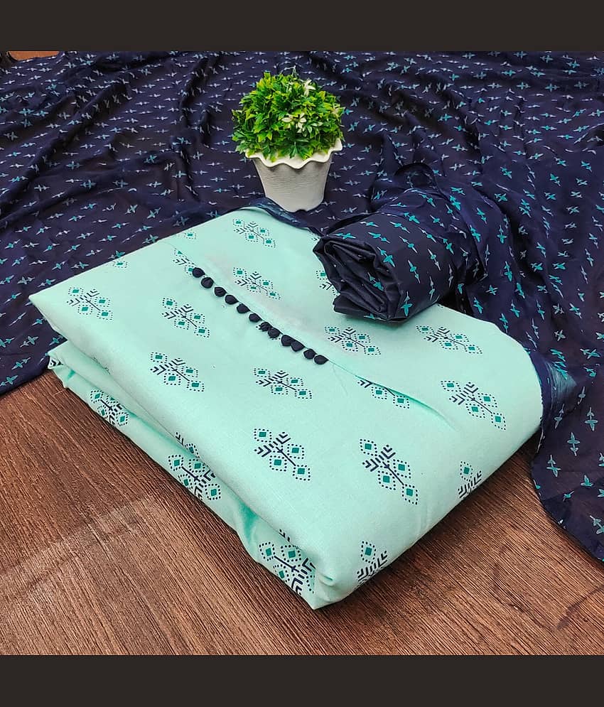 Rangtulika Ethnics Unstitched Cotton Printed Dress Material - Blue ( Pack of 1 )