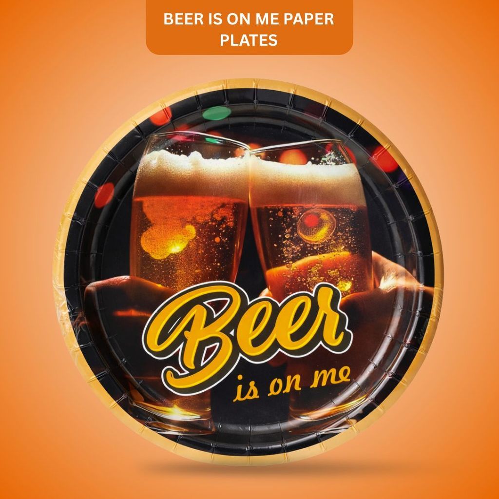 Beer is on Me Paper Plates 9 inches - 8PC - Party and Festive Needs | Buy online on ZillyBuy
