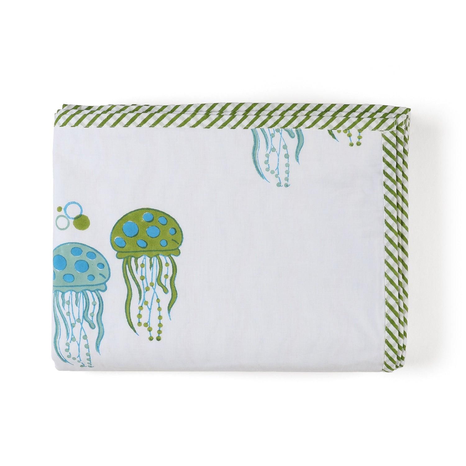 Mulmul Dohar Green Blue 60x90-Blue/Green/White / Mulmul / 60x90